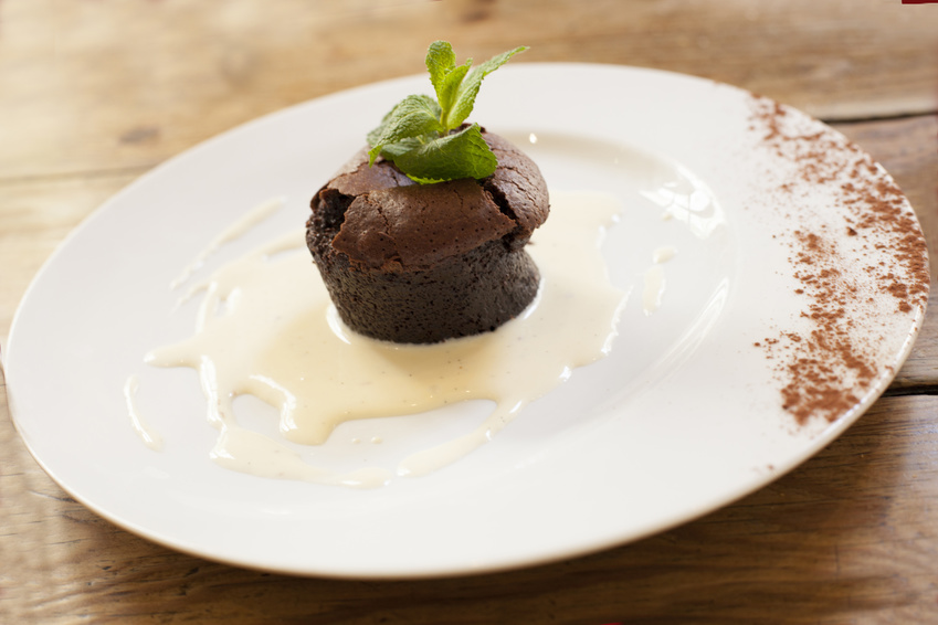 Fondant au chocolat with crème anglaise